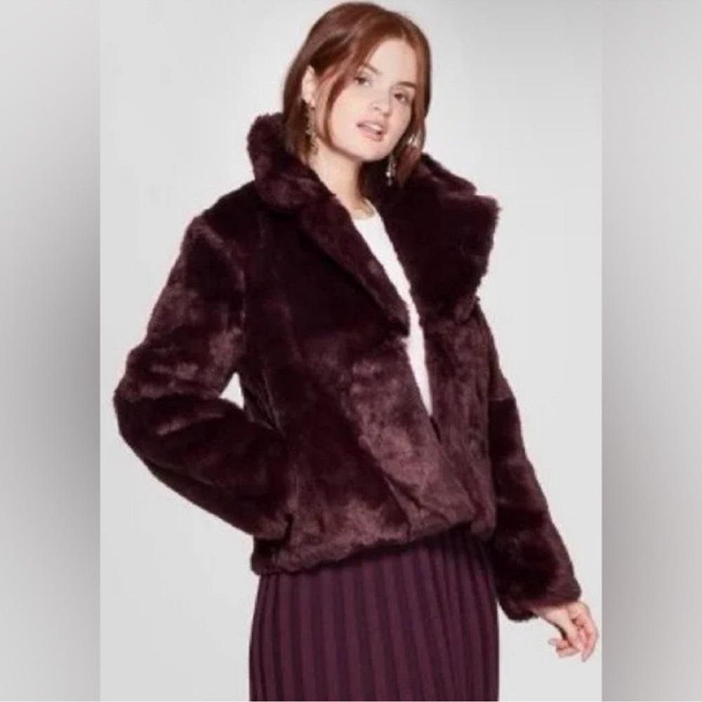 NEW Plum Faux Fur Coat
